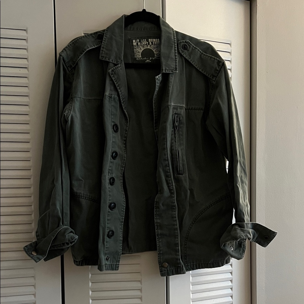 Spiritual Gangster Gray Green Jacket with Inspirational Print